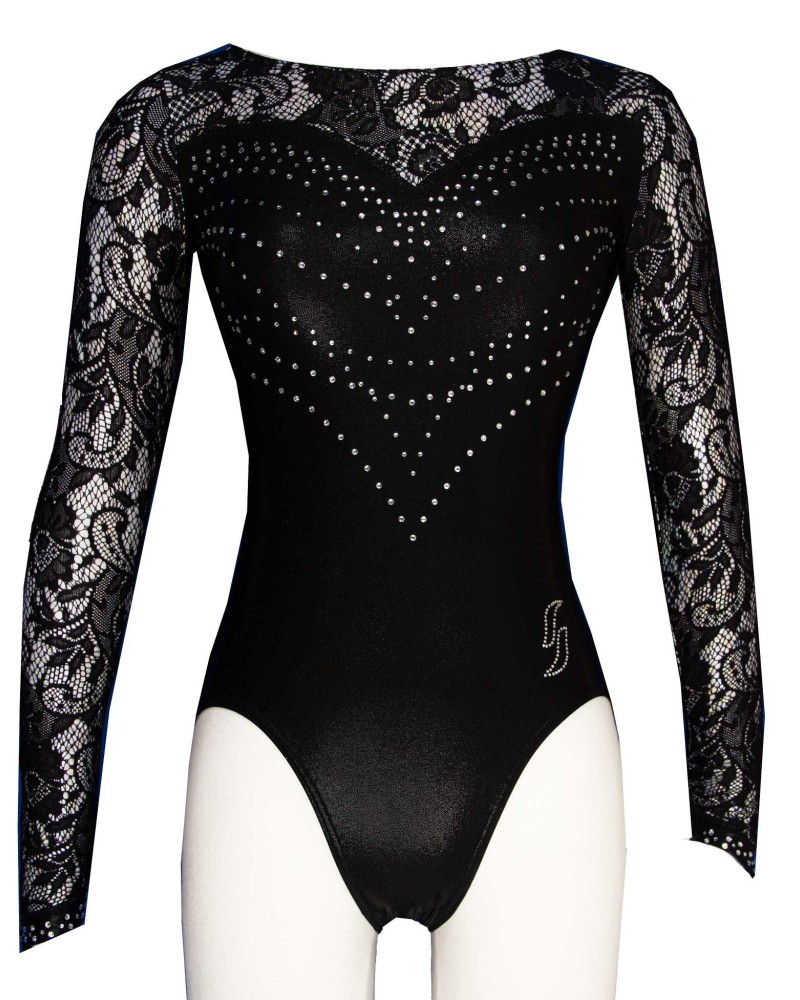 Gymnastics Leotard Neige-02, black and silver