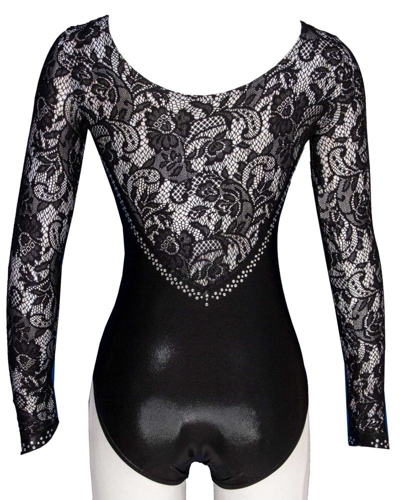 Maillot de gimnasia Neige-02, negro y plateado – vista 3