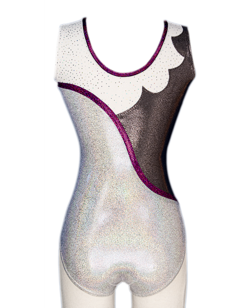 Vereinsturnanzug Molly-02, Weiß, Grau und Violett – Ansicht 2