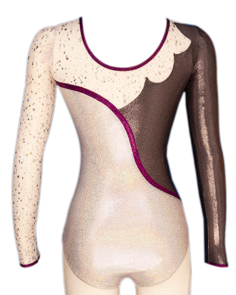 Club Gymnastics Leotard Marjolaine-02, white, black and purple – view 2
