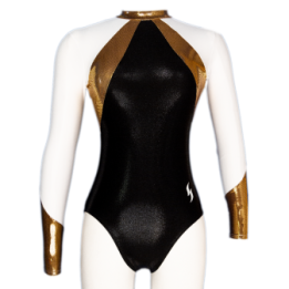 Club Gymnastics Leotard Faiza-01, black, white and gold