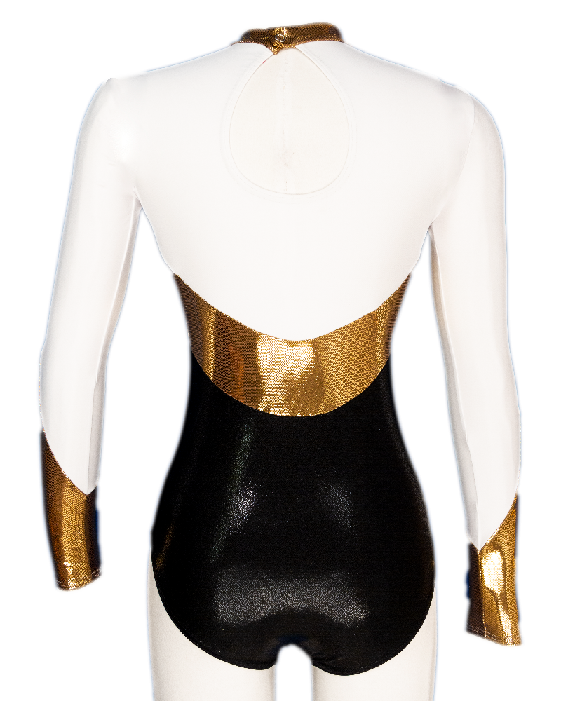 Club Gymnastics Leotard Faiza-01, black, white and gold – view 2