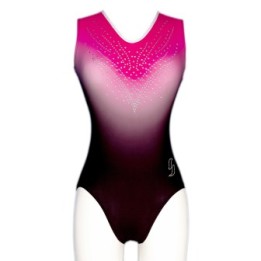Maillot de gimnasia Nelly-02, degradado de negro a rosa fucsia