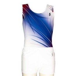 Boys' Gymnastics Leotard Nico-02, white, blue and red