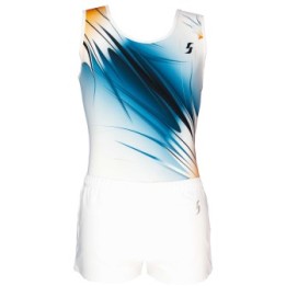 Léotard de gym Nico-03, blanc, bleu et noir