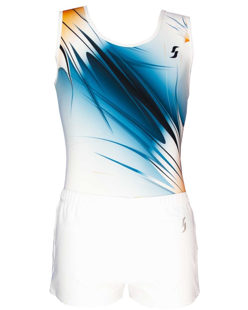 Léotard de gym Nico-03, blanc, bleu et noir