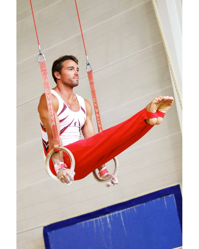 Body da ginnastica maschile Lucas-02, bianco con motivi rossi – vista 4