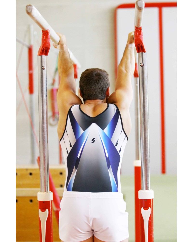 Léotard de gym Marco-01, noir, blanc et bleu – vue 4