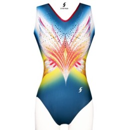 Gymnastics Leotard Oria-02, deep blue, yellow and red