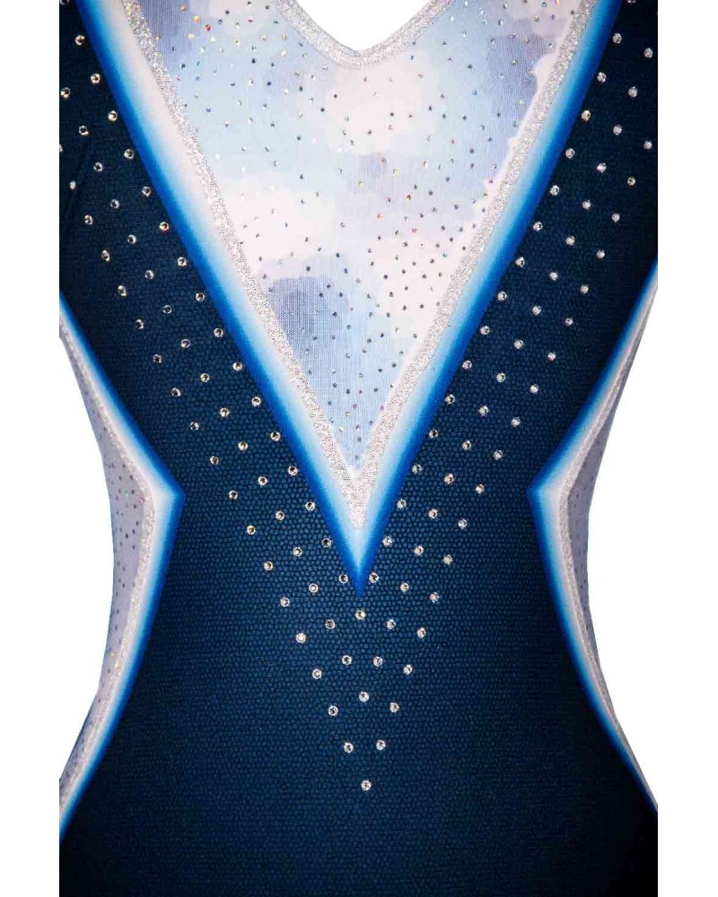 Gymnastics Leotard Orphe-02, blue, white and navy – view 5