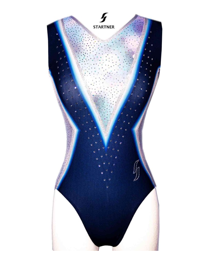 Maillot de gimnasia Orphe-02, azul, blanco y azul marino