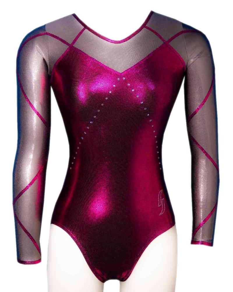Gymnastics Leotard Odeline-02, metallic plum pink