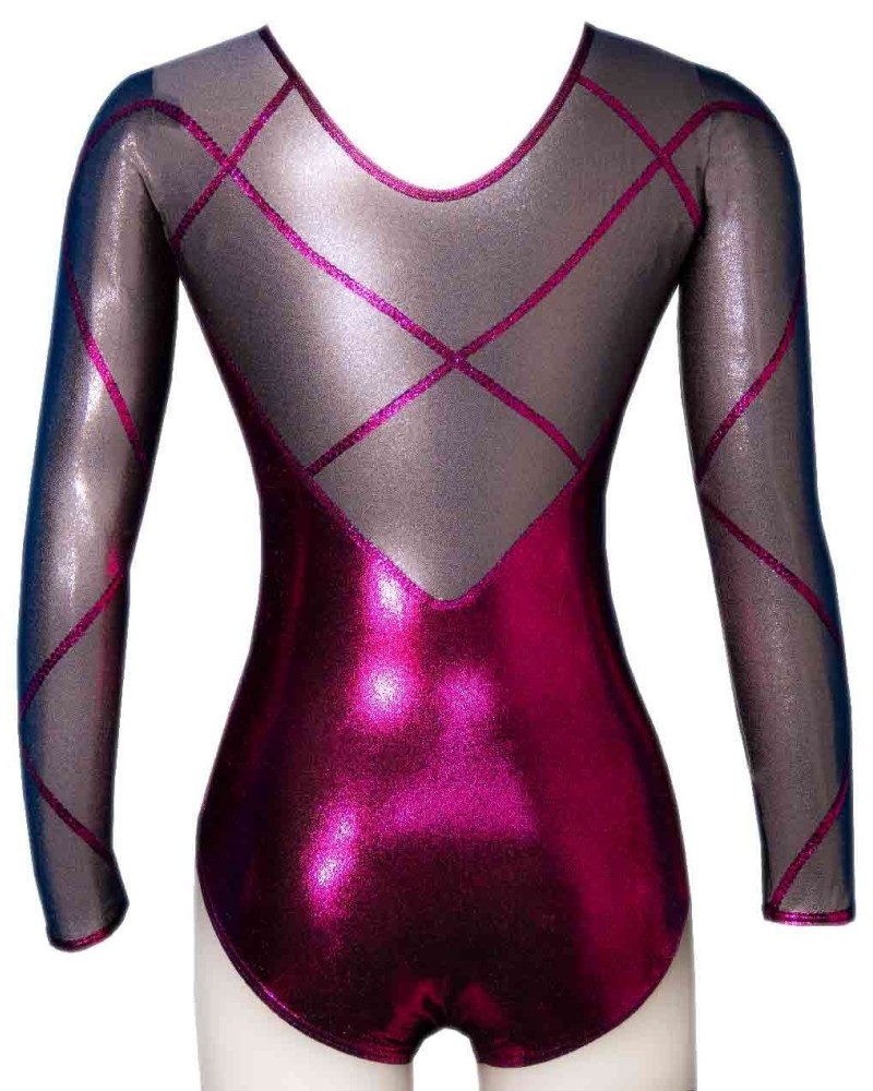 Gymnastics Leotard Odeline-02, metallic plum pink – view 4
