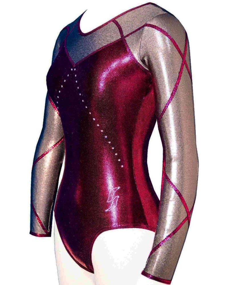 Gymnastics Leotard Odeline-02, metallic plum pink – view 3