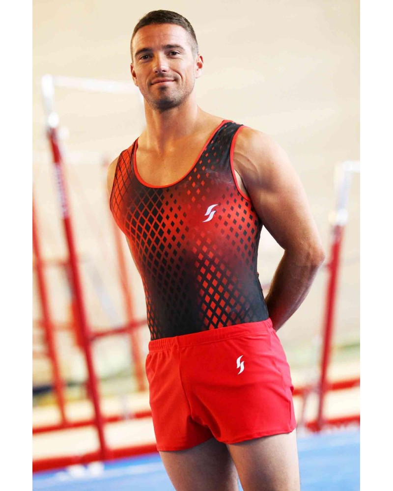 Boys' Gymnastics Leotard Omer-01, red and black gradient – view 2