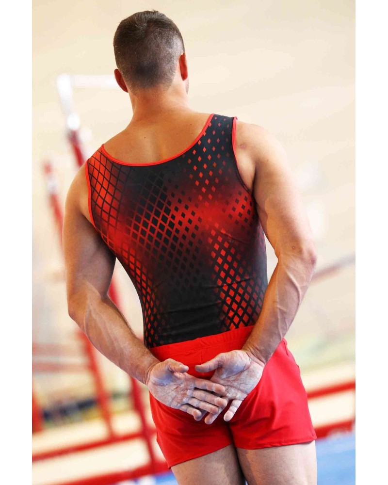 Léotard de gym Omer-01, dégradé rouge et noir – vue 4