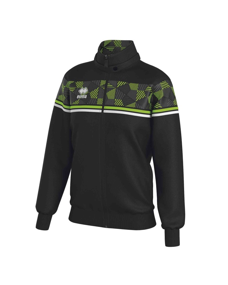 Trainingsjas turnen DIANA-13, zwart met groen camouflage-inzetstuk