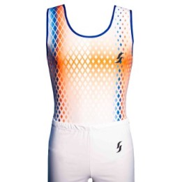 Boys' Gymnastics Leotard Omer-02, orange, white and blue gradient