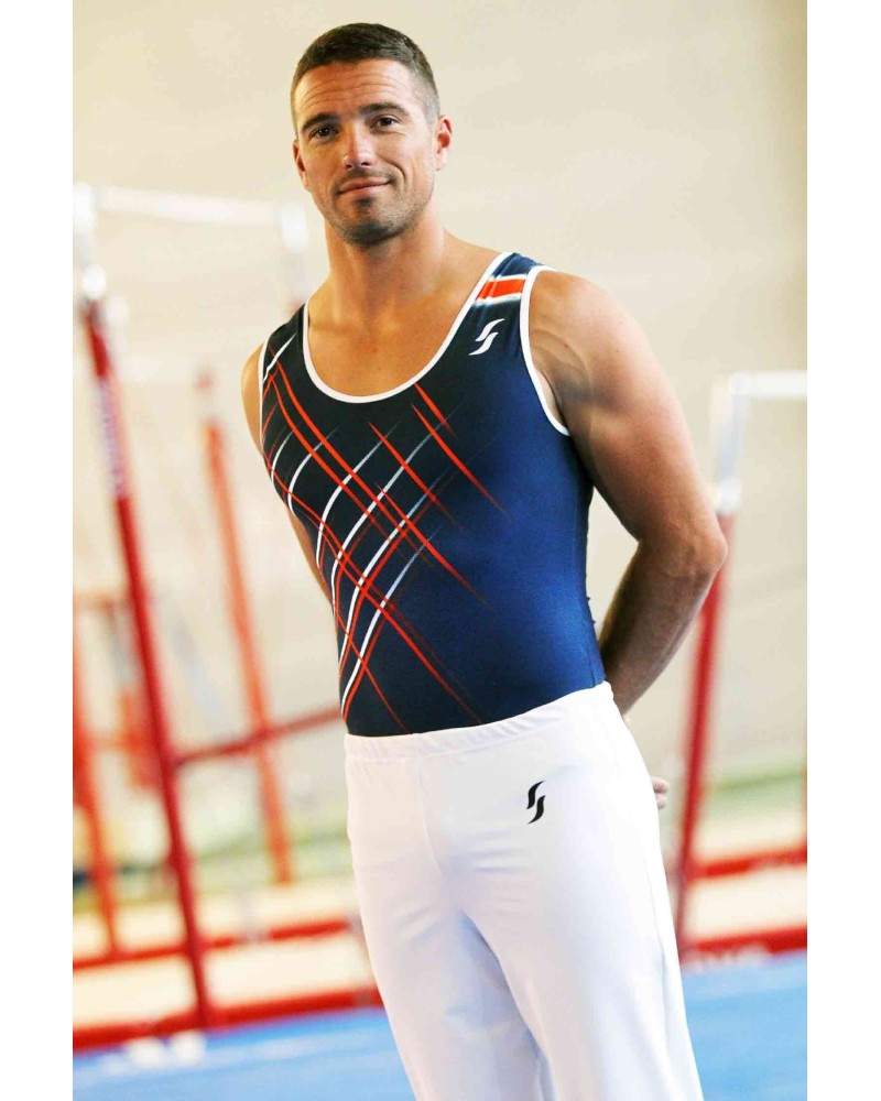 Boys' Gymnastics Leotard Octave-01, navy, white and red – view 2