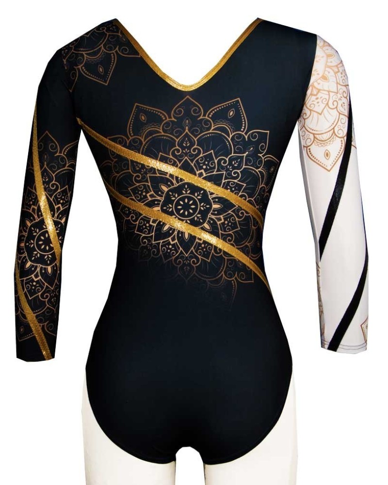 Maillot de gimnasia Paprika-02, negro y dorado metalizado – vista 3