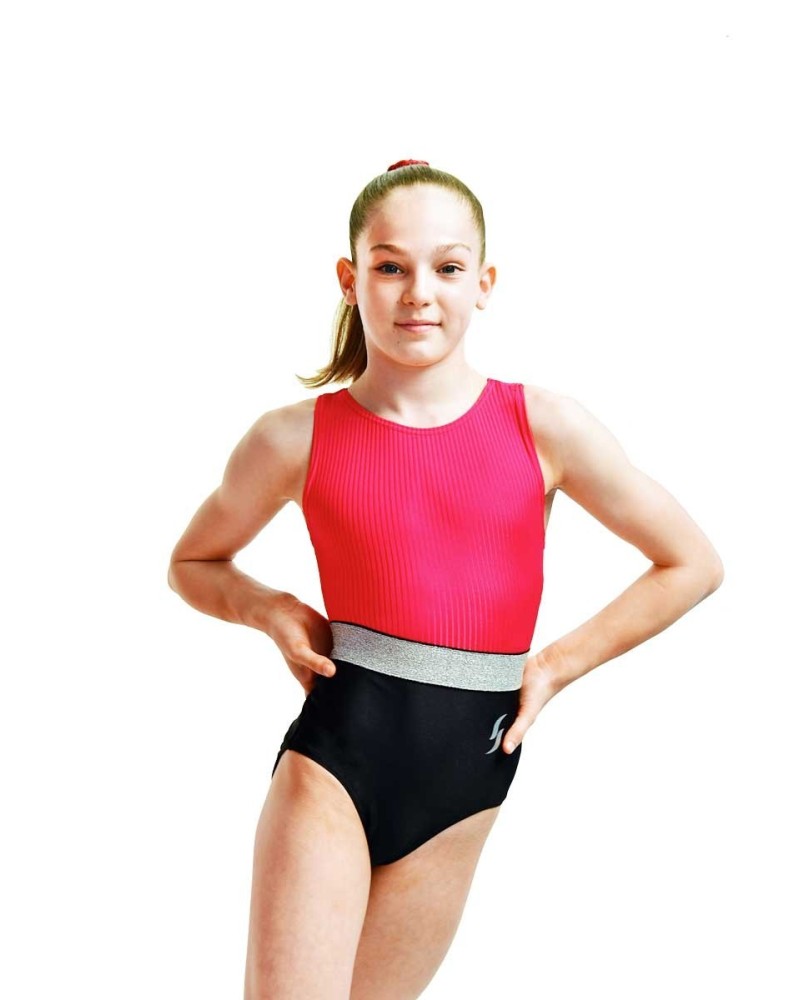 Turnpakje Penelope-02, rood en zwart, zilveren band – weergave 2