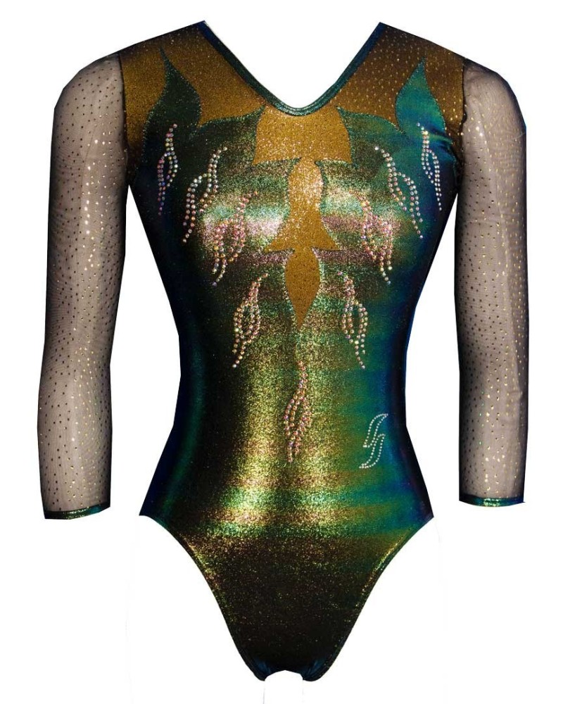 Gymnastics Leotard Prunelle-01, moiré green – view 2