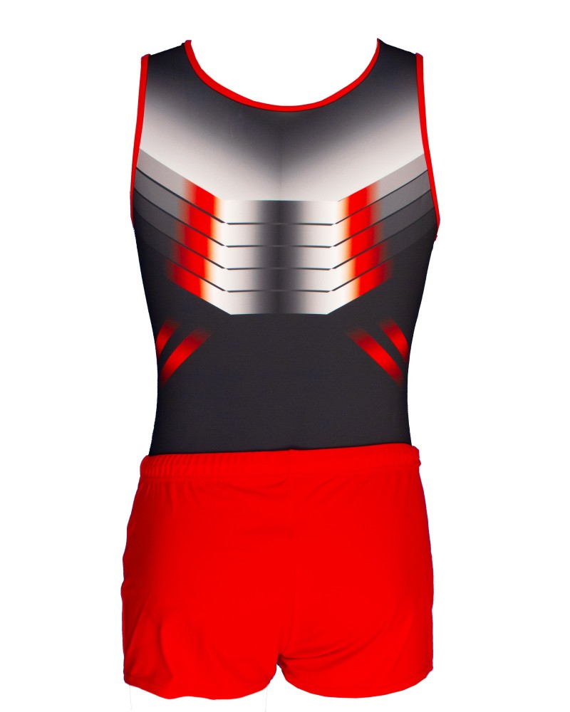 Boys' Gymnastics Leotard Marius-02, black, red and silver – view 3