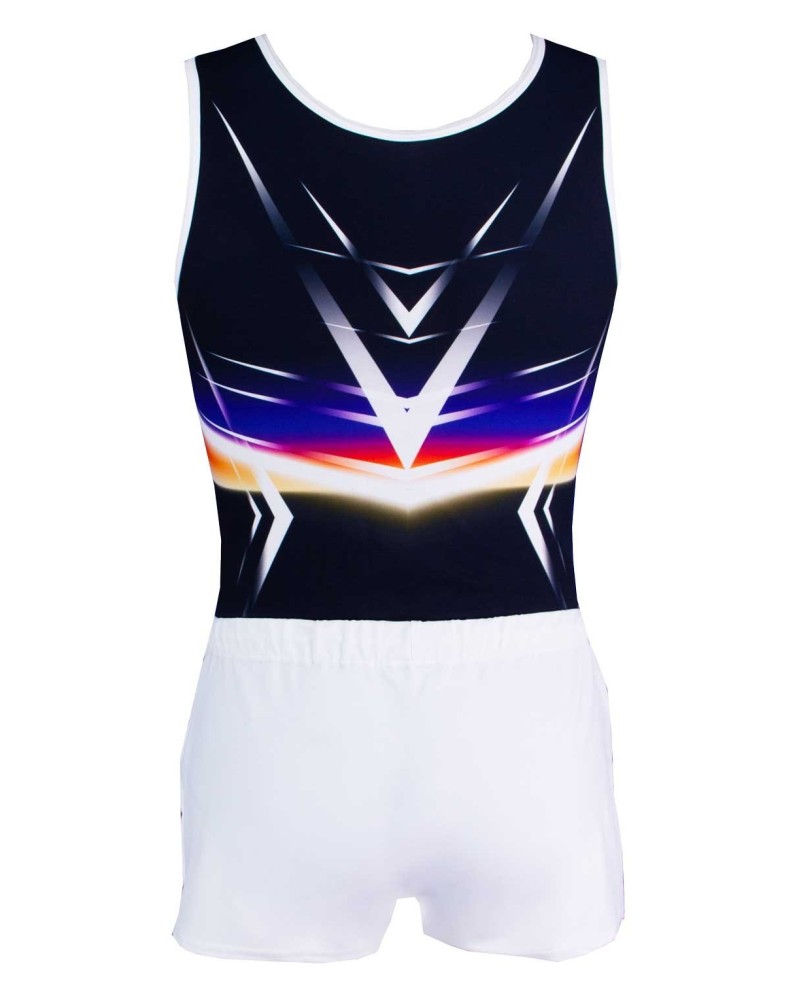 Léotard de gym Rafael-01, noir avec touches bleues, rouges et blanches – vue 3