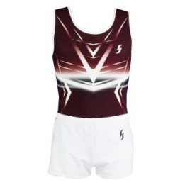 Turnhemd Rafael-02, bordeaux, wit en zilver