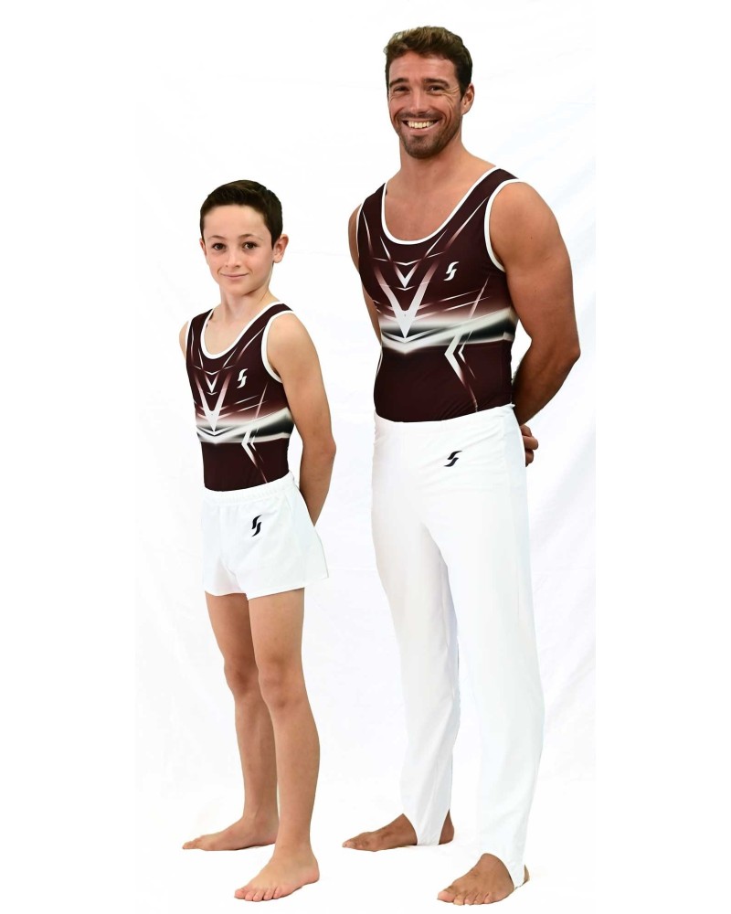 Body da ginnastica maschile Rafael-02, bordeaux, bianco e argento – vista 2