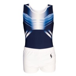 Léotard de gym Marius-01, bleu marine, blanc et bleu ciel
