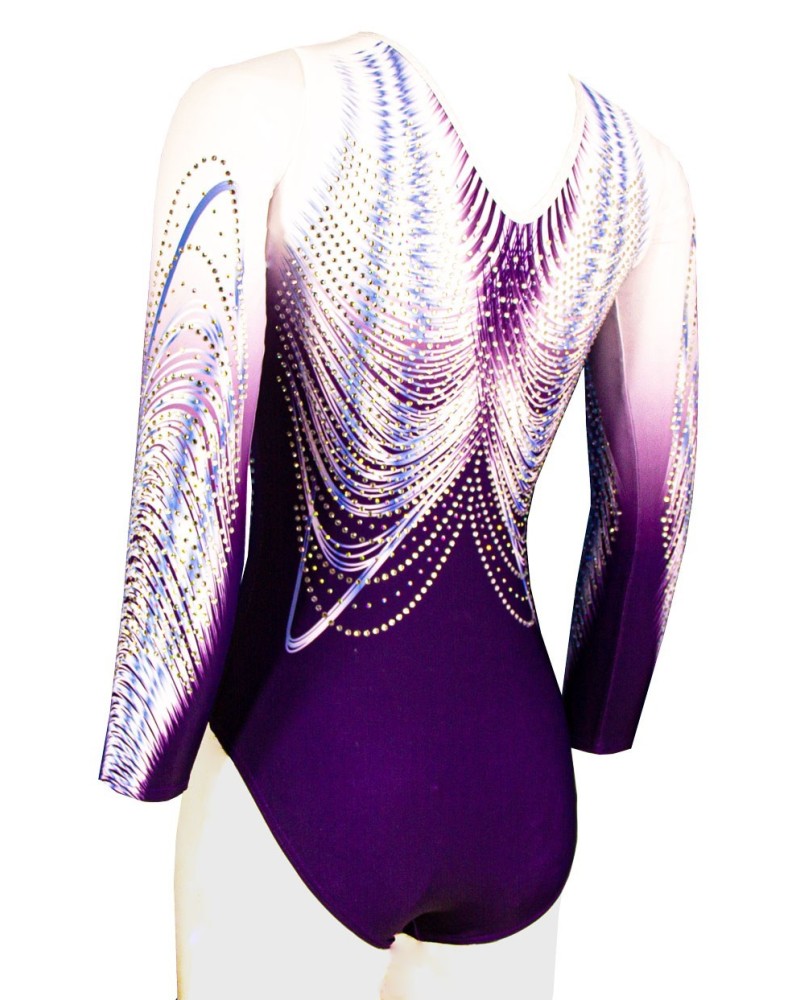 Body da ginnastica Rubby-03, sfumato viola e bianco – vista 2