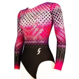 Gymnastics Leotard Samantha, pale pink to fuchsia to black gradient