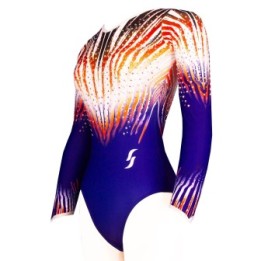 Maillot de gimnasia Silvana, rojo, naranja y violeta