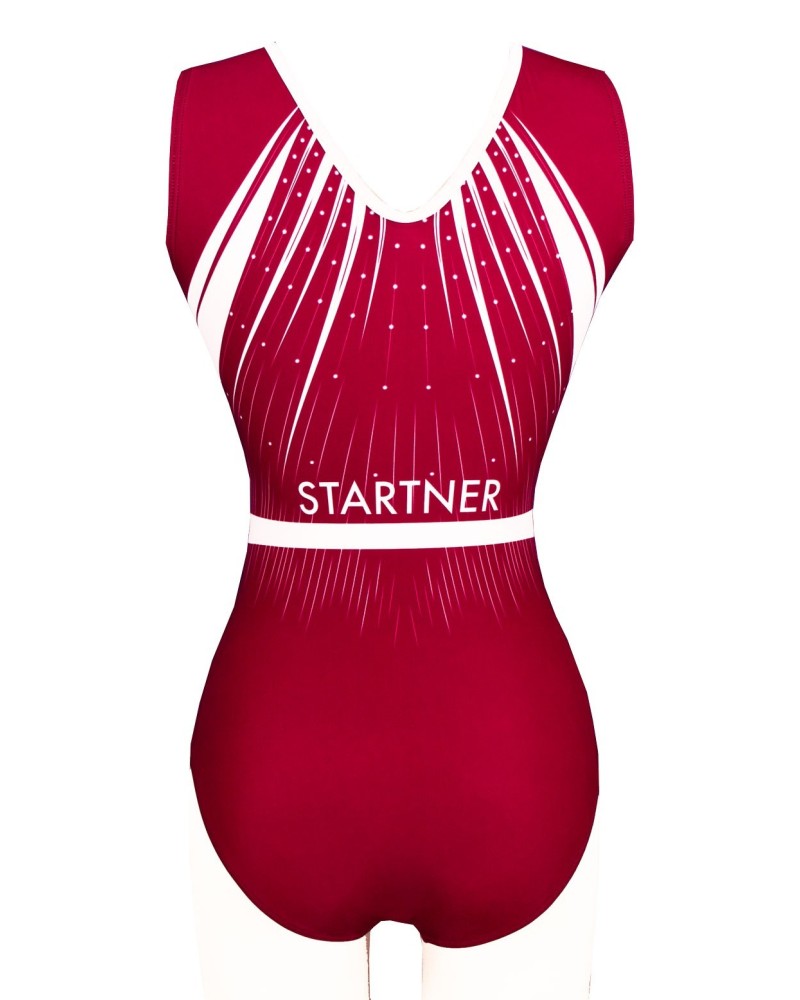 Gymnastics Leotard Salomé, vibrant red and white – view 2
