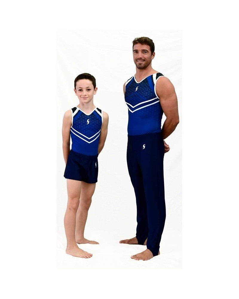 Maillot de gimnasia masculino Ray-01, azul real y blanco – vista 2
