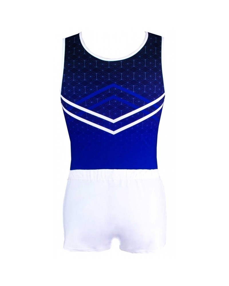 Boys' Gymnastics Leotard Ray-01, royal blue and white – view 3