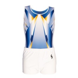 Boys' Gymnastics Leotard Marco-02, sky blue, royal blue and yellow
