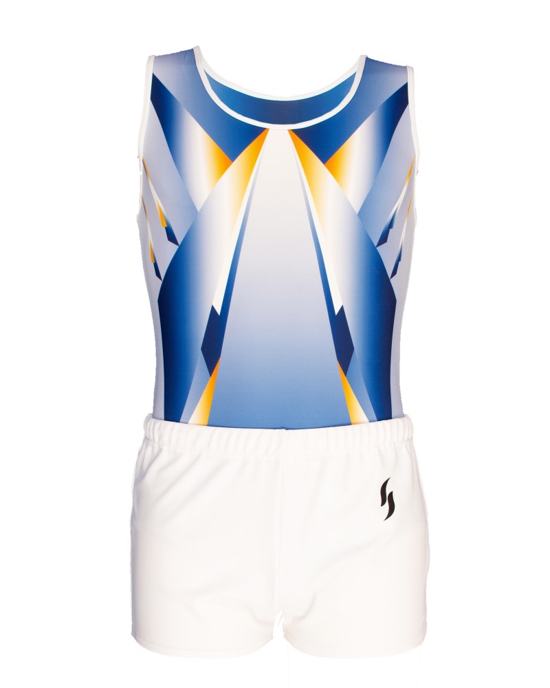 Boys' Gymnastics Leotard Marco-02, sky blue, royal blue and yellow