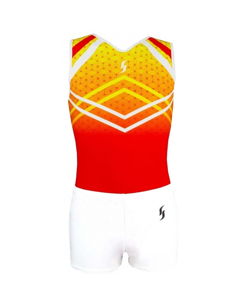 Léotard de gym Ray-02, jaune, orange et rouge en dégradé