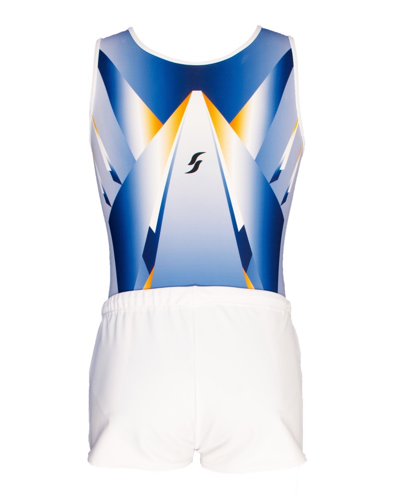 Boys' Gymnastics Leotard Marco-02, sky blue, royal blue and yellow – view 3