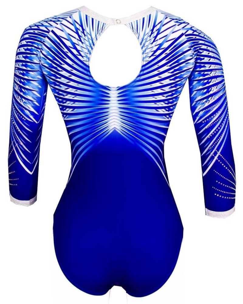 Justaucorps de gym Tennesy-01, dégradé de bleu roi et blanc – vue 3