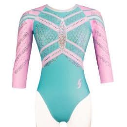 Gymnastics Leotard Tatiana-02, turquoise and pink