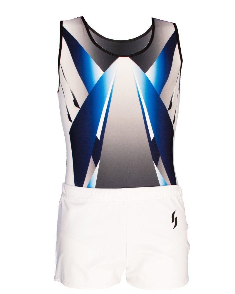 Léotard de gym Marco-01, noir, blanc et bleu