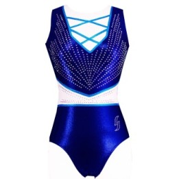 Body da ginnastica Tia, blu brillante e bianco