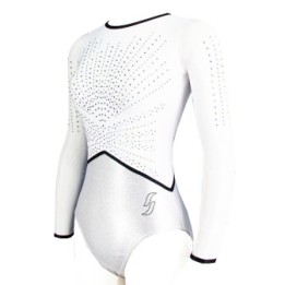 Gymnastics Leotard Tulipe-01, white and silver