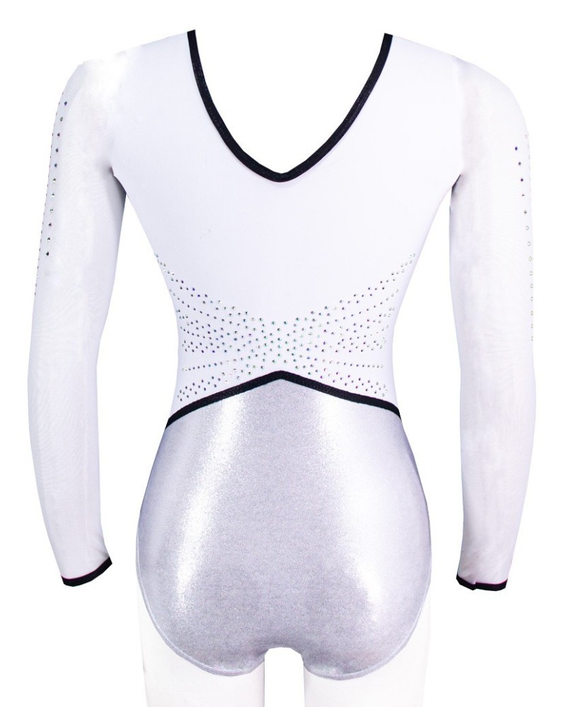 Body da ginnastica Tulipe-01, bianco e argento – vista 2