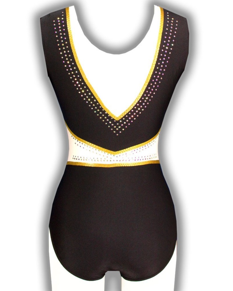 Justaucorps de gym Tia-02, noir, blanc et or – vue 2