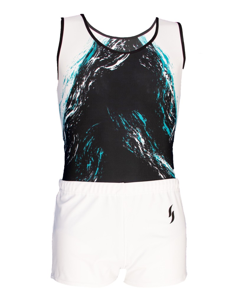 Turnhemd Lucien-01, wit, blauw en zwart