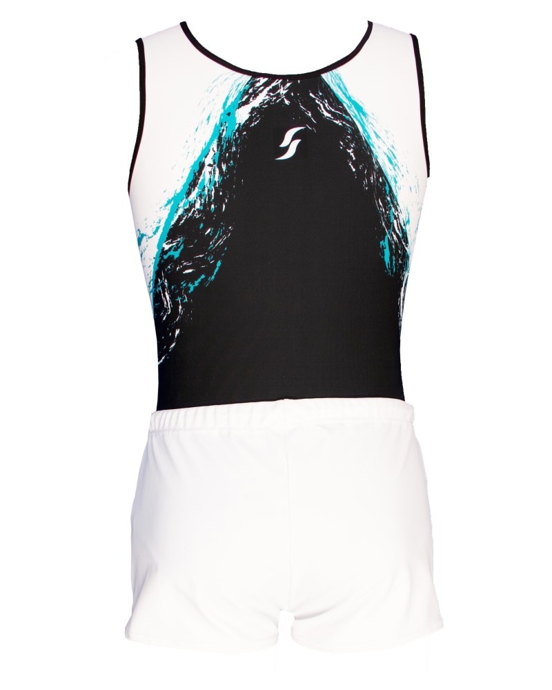 Léotard de gym Lucien-01, blanc, bleu et noir – vue 2